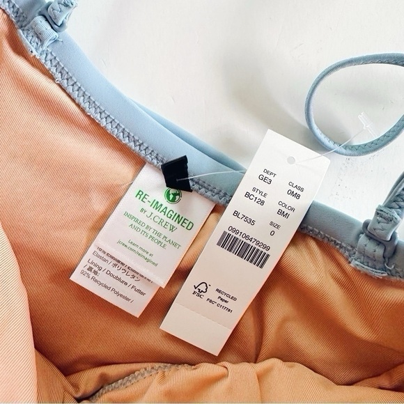 J.Crew Ruched Tie Shoulder One Piece Swimsuit Blue - Picture 5 of 9